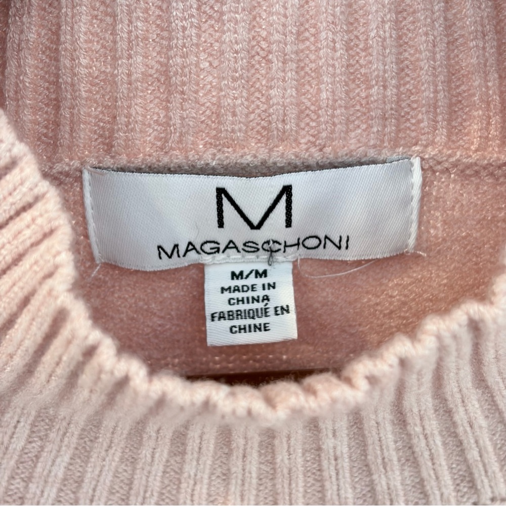 Magaschoni Pink Mock Neck Sweater Women M Soft Minimalist Spring Knit - Picture 2 of 7